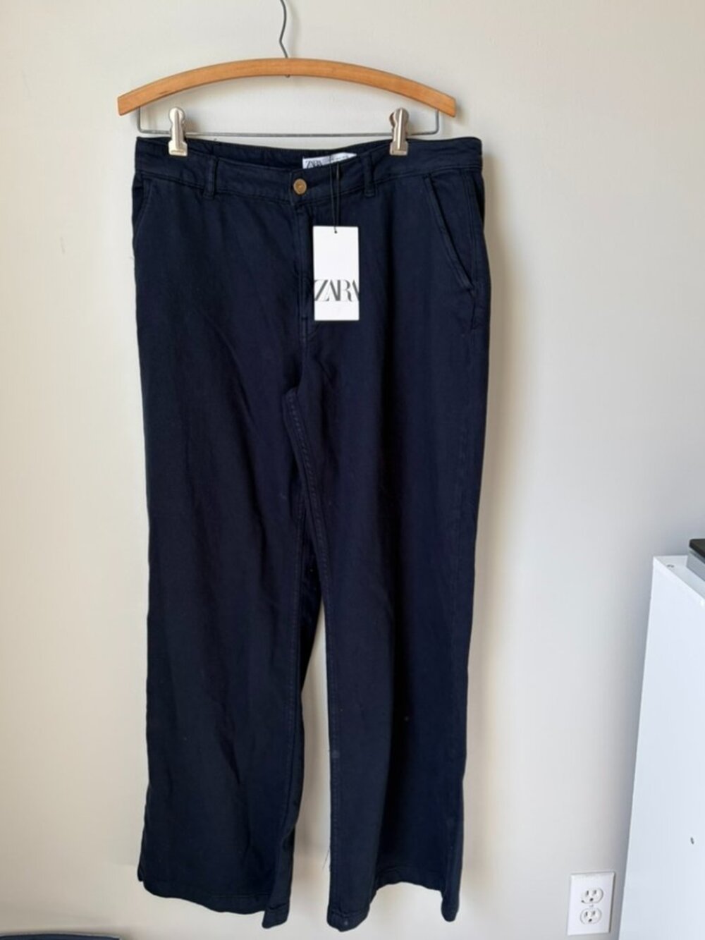 Zara Navy Blue Cotton Dress Pants Women's 8 NWT
